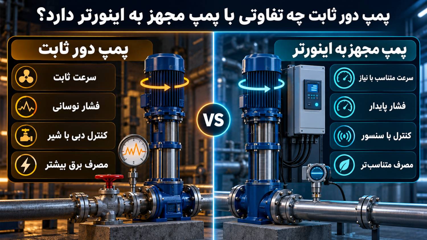 پمپ دور ثابت چه تفاوتی با پمپ مجهز به اینورتر دارد؟